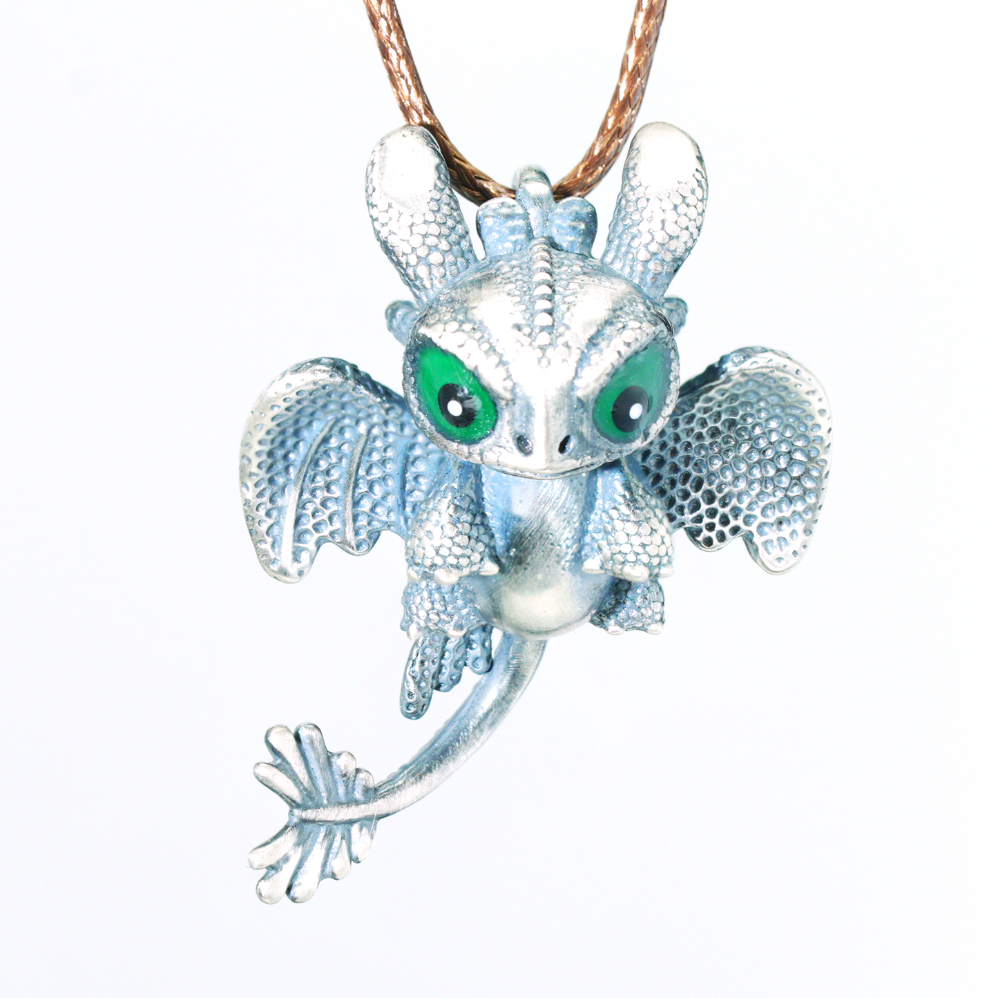 Süße Halskette mit Drachenanhänger – Fantasy-Tierschmuck, grünäugiger Babydrachen-Anhänger, handgefertigtes Geschenk im Gothic-Stil für alle Altersgruppen