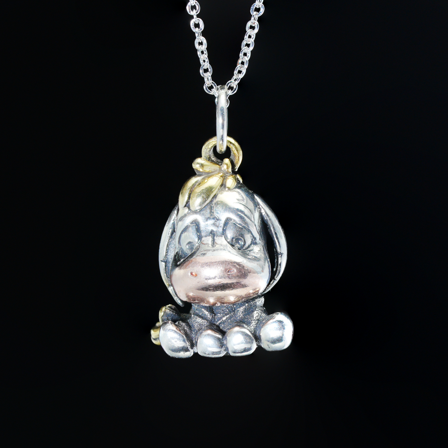 Hug-Ready Donkey Pendant – Cute Donkey Charm with Tricolor Metal Finish, Handmade Animal Jewelry of Joy & Companionship