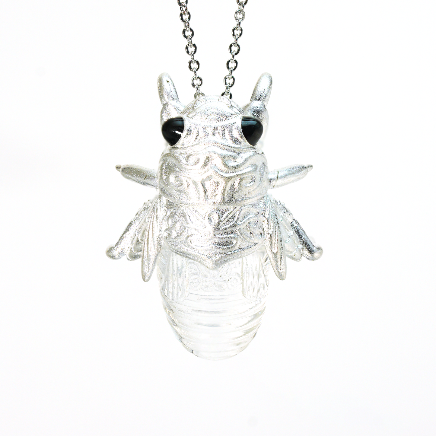 Halskette mit Zikadenanhänger – Vintage-Insektenschmuck in Kristalloptik, Symbol der Wiedergeburt und Klarheit, von der Natur inspiriertes Totemgeschenk