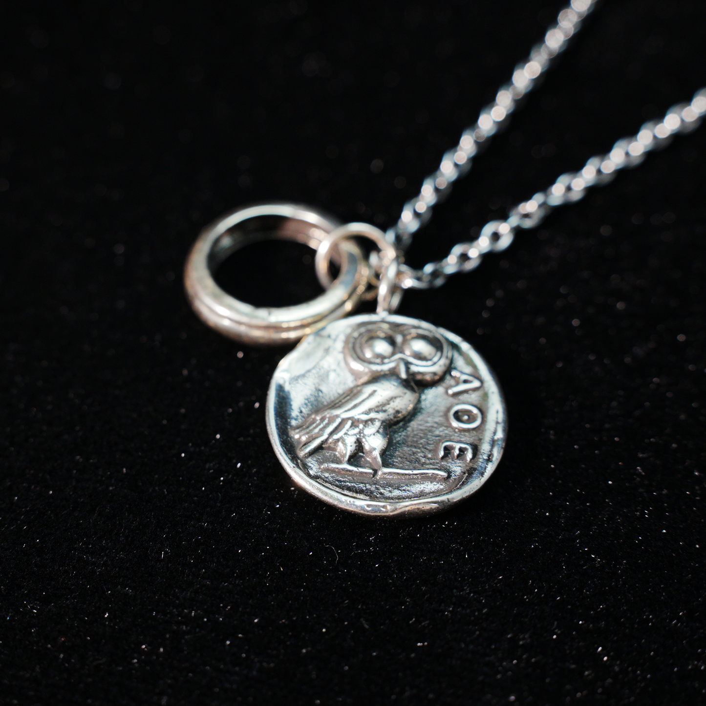 Greek Owl Coin Pendant Necklace | Wisdom Totem Jewelry | Antique Athenian Style Unisex Necklace for Everyday Wear