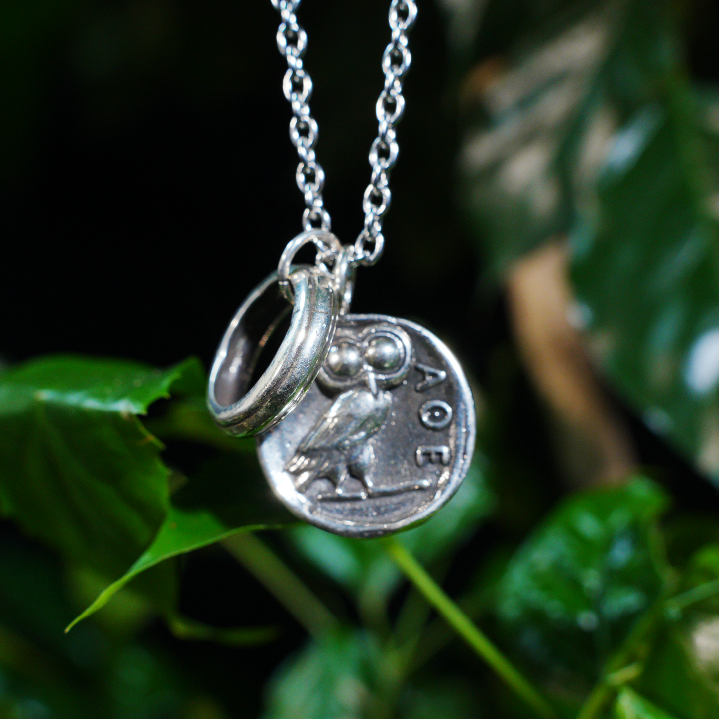 Greek Owl Coin Pendant Necklace | Wisdom Totem Jewelry | Antique Athenian Style Unisex Necklace for Everyday Wear