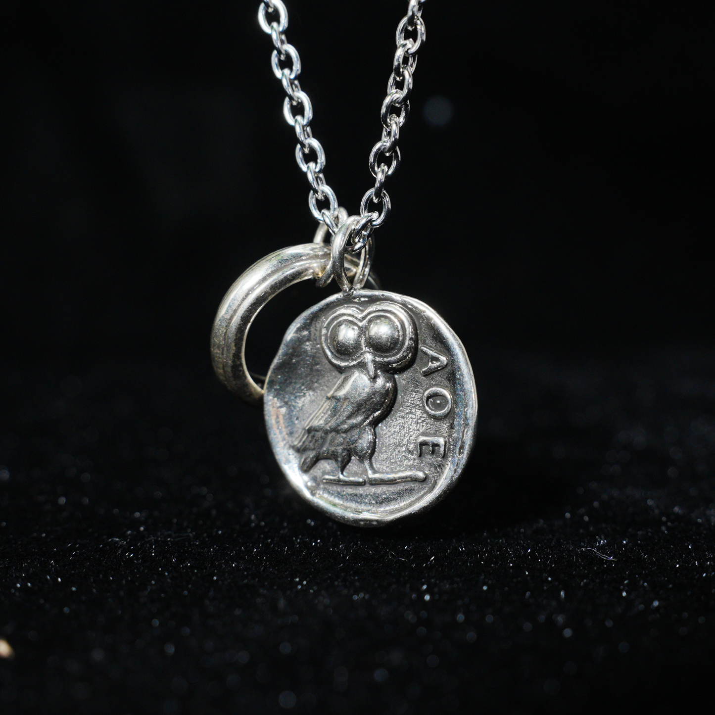 Greek Owl Coin Pendant Necklace | Wisdom Totem Jewelry | Antique Athenian Style Unisex Necklace for Everyday Wear
