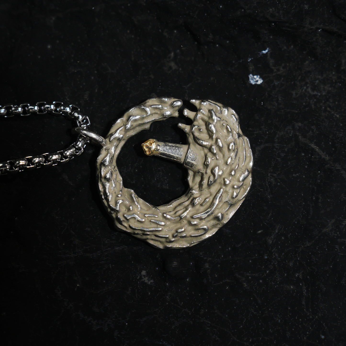 Lighthouse in Wave Pendant Necklace | Ocean Symbol Jewelry | Minimalist Nautical Unisex Accessory with Gold Accent