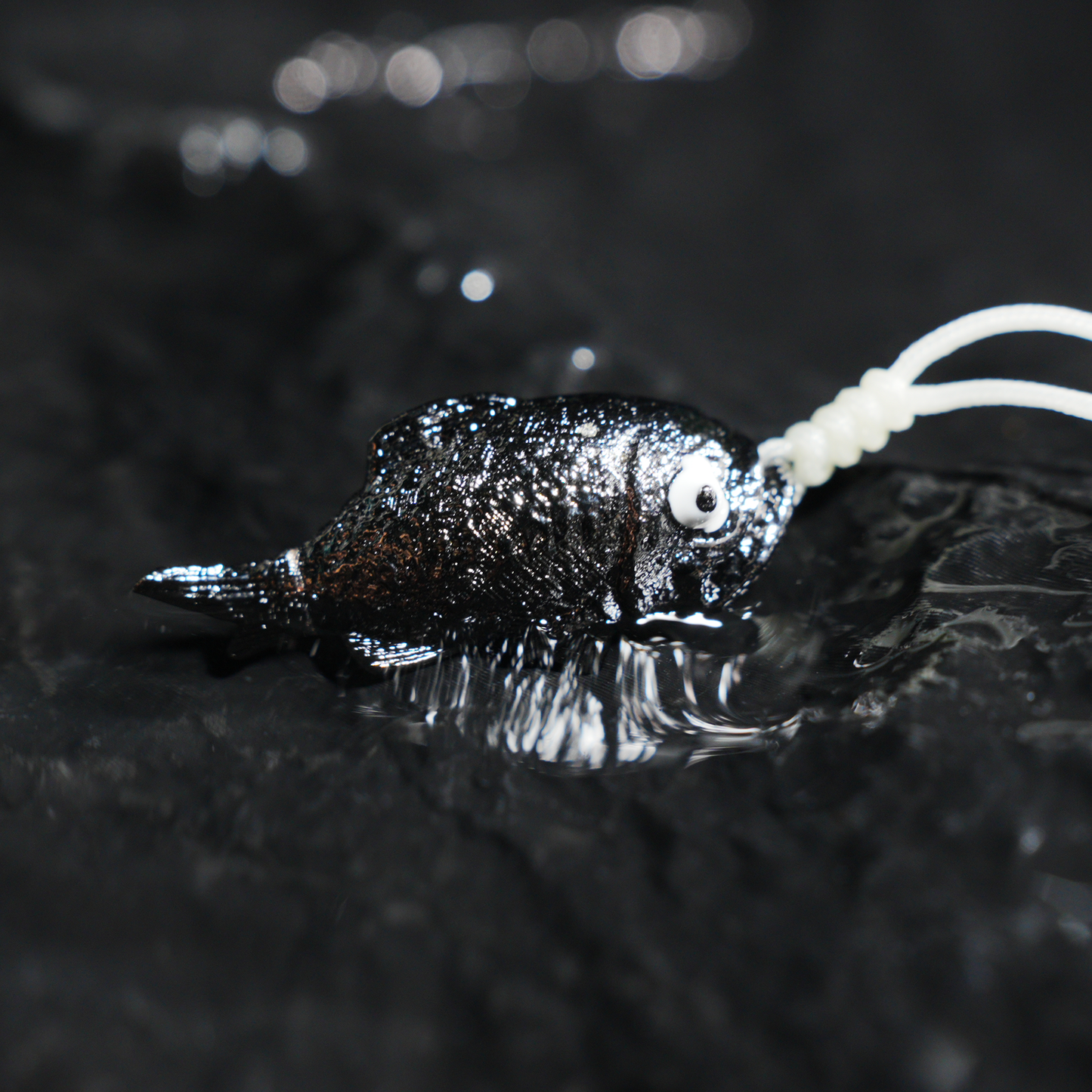 Lucky Fish Pendant Necklace – Whimsical Black Fish Charm, Cute Totem Jewelry Gift, Handmade Animal Amulet for Hope & Fortune
