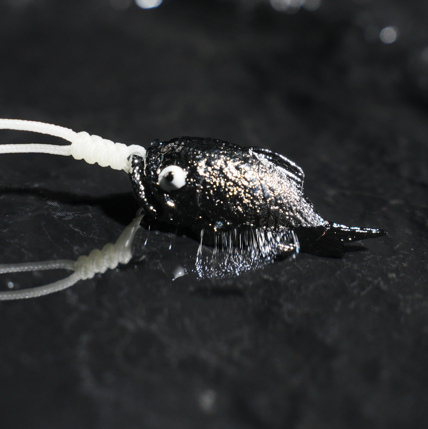 Lucky Fish Pendant Necklace – Whimsical Black Fish Charm, Cute Totem Jewelry Gift, Handmade Animal Amulet for Hope & Fortune