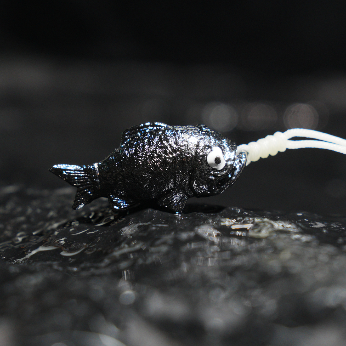 Lucky Fish Pendant Necklace – Whimsical Black Fish Charm, Cute Totem Jewelry Gift, Handmade Animal Amulet for Hope & Fortune