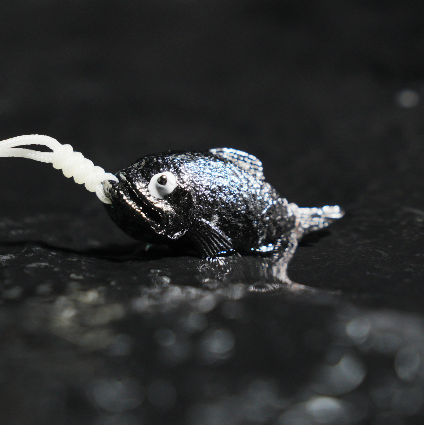 Lucky Fish Pendant Necklace – Whimsical Black Fish Charm, Cute Totem Jewelry Gift, Handmade Animal Amulet for Hope & Fortune