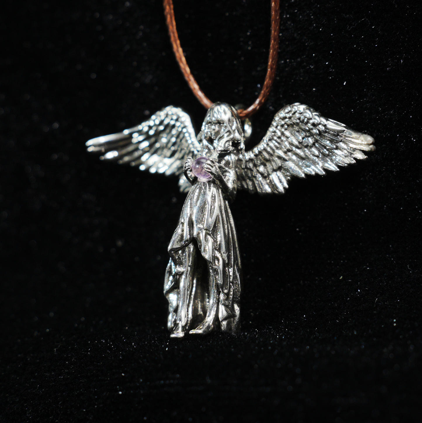 Guardian Angel Wings Pendant Necklace – Vintage Carved Spiritual Jewelry, Pendant for Blessings & Protection