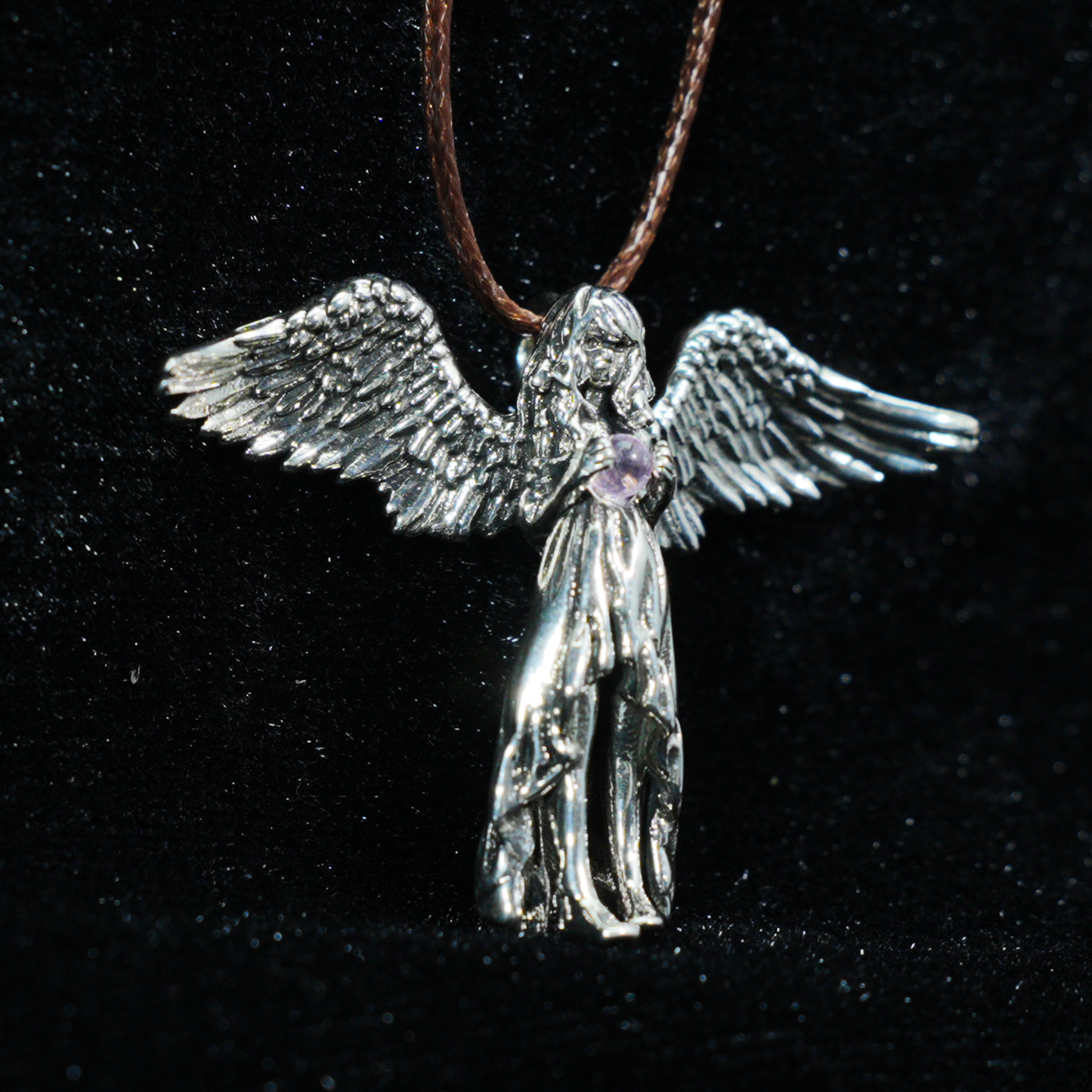Guardian Angel Wings Pendant Necklace – Vintage Carved Spiritual Jewelry, Pendant for Blessings & Protection