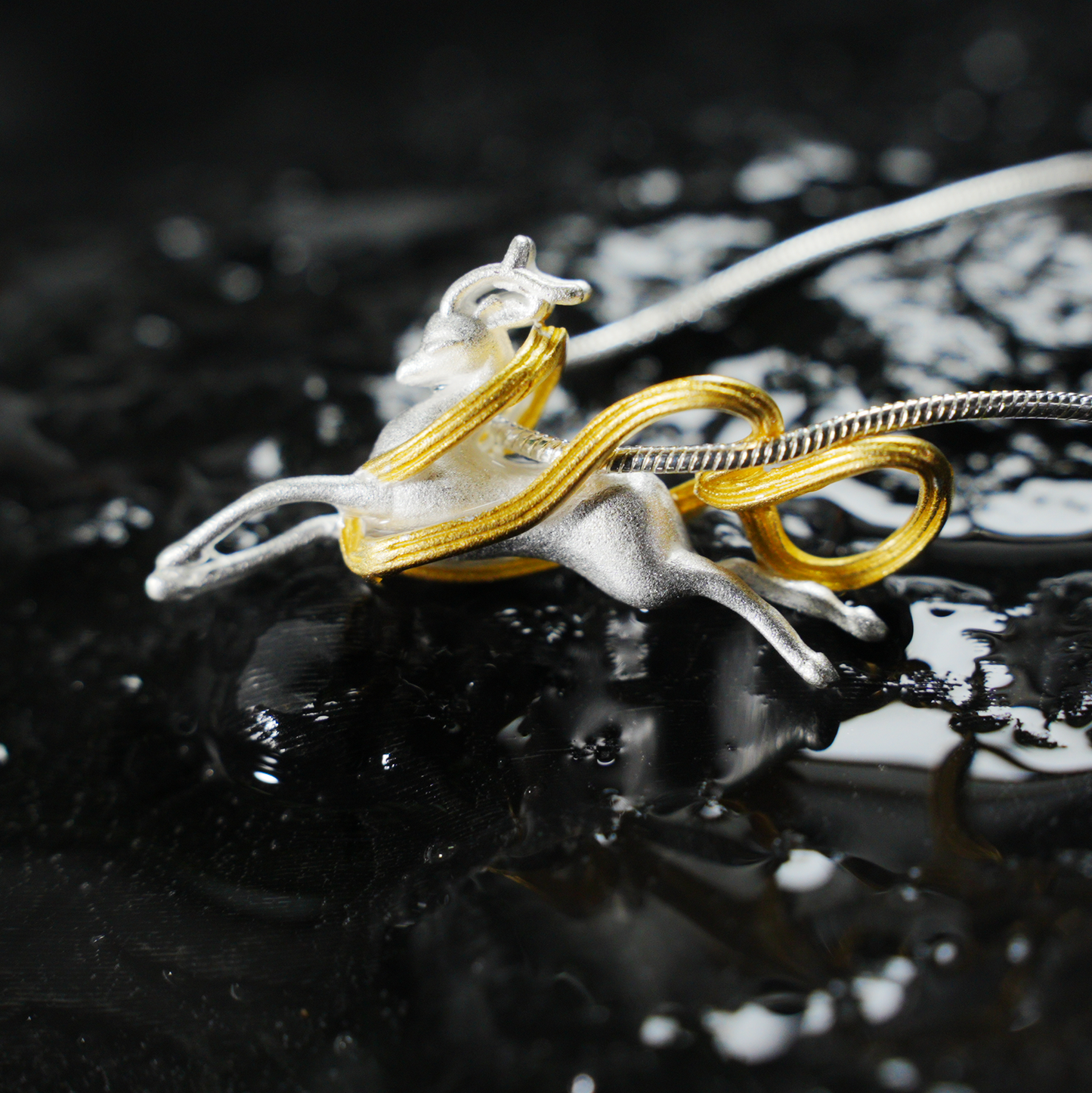 Running Deer Pendant Necklace – Dual-Tone Leaping Deer, Nature-Inspired Totem Jewelry, Fairytale Gift