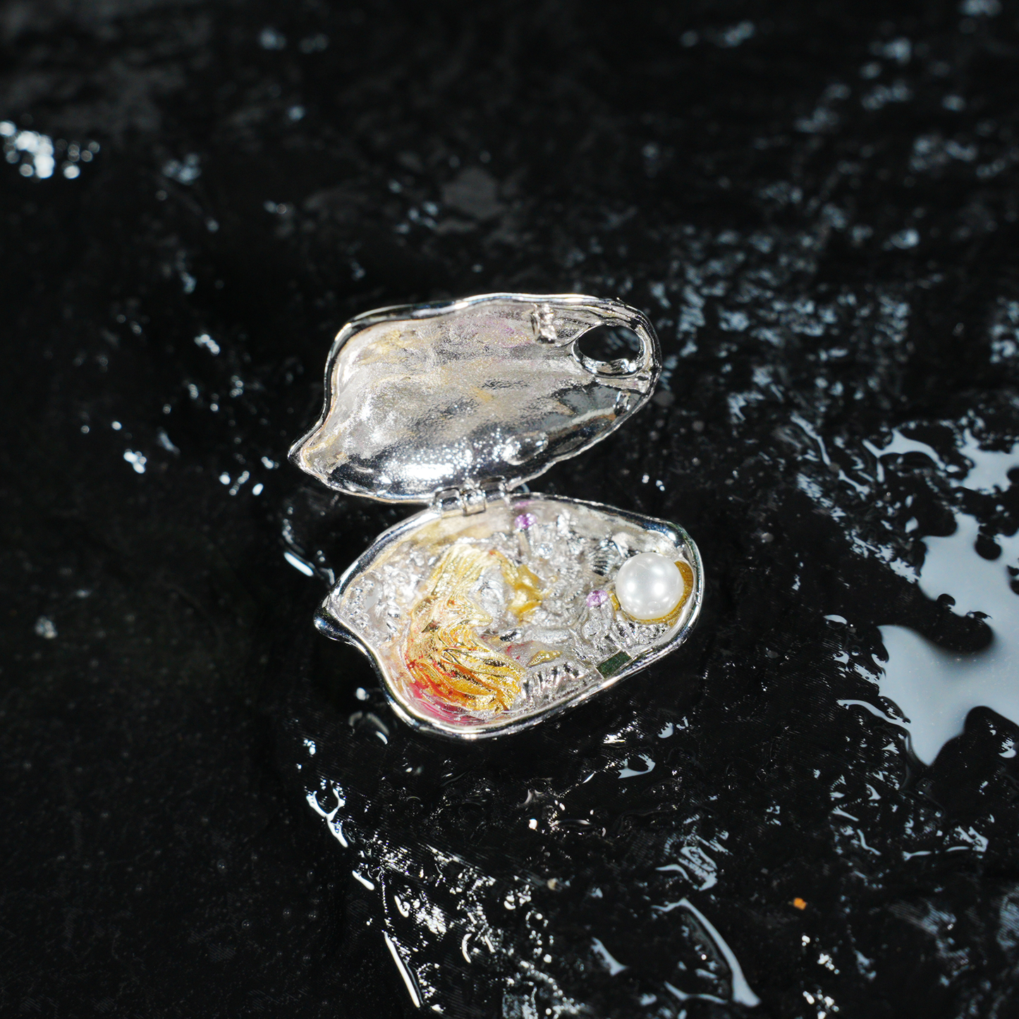 Halskette mit Muschelanhänger zum Öffnen | Medaillon mit Meerjungfrauenprinzessin | Märchenschmuck | Ocean Fantasy Wish Keeper Anhänger