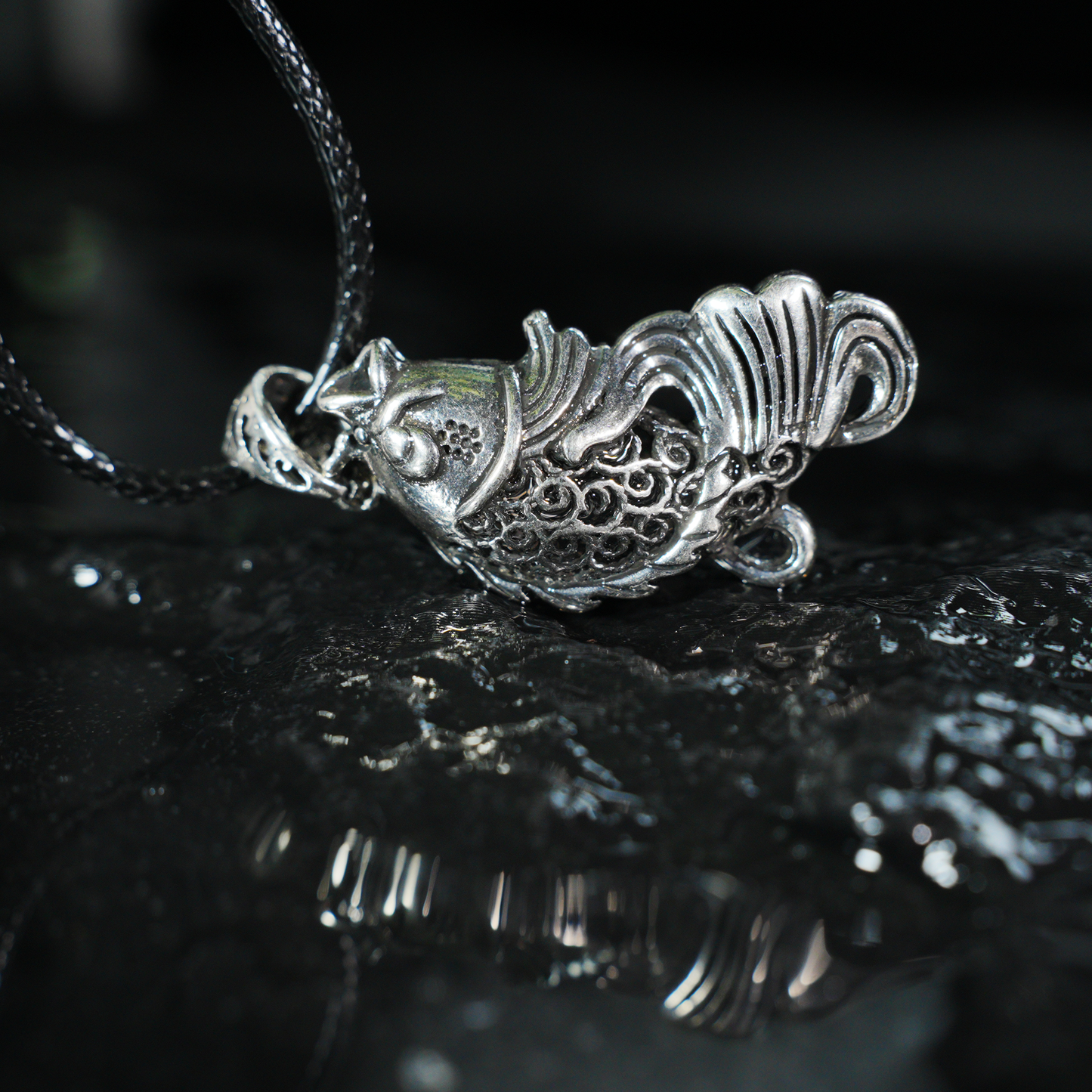 Vintage Fish Totem Pendant, Oriental Carved Fish Necklace Charm, Good Luck Amulet Pendant for Men