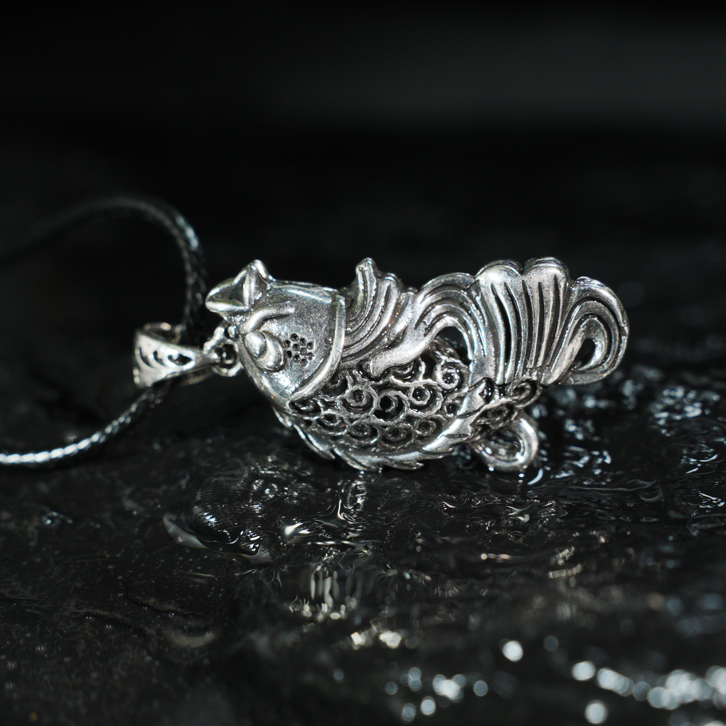 Vintage Fish Totem Pendant, Oriental Carved Fish Necklace Charm, Good Luck Amulet Pendant for Men