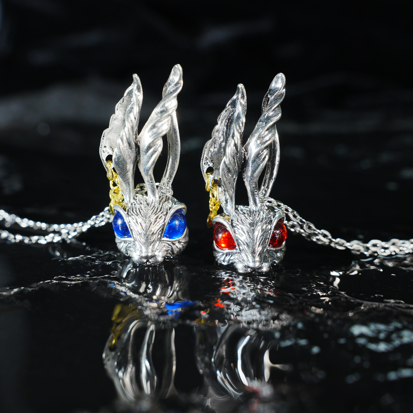 Gothic Red-Eyed Bunny Necklace, Fantasy Animal Totem Pendant, Spiritual Amulet Jewelry, Unique Gift for Dark Aesthetic and Holiday Wear
