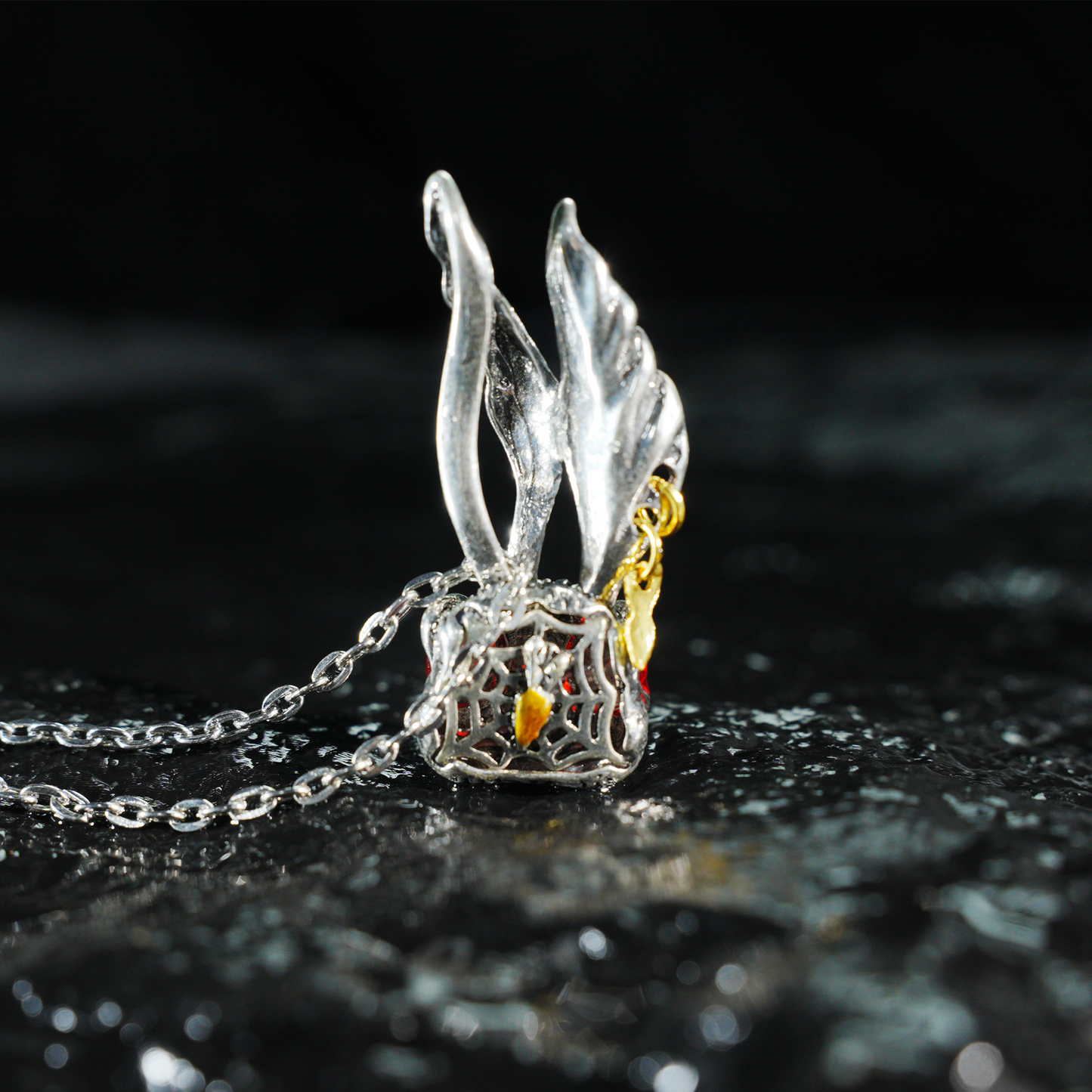Gothic Red-Eyed Bunny Necklace, Fantasy Animal Totem Pendant, Spiritual Amulet Jewelry, Unique Gift for Dark Aesthetic and Holiday Wear