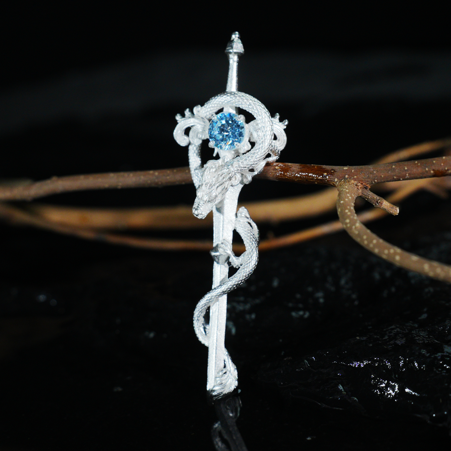 Drachenschwert-Stab-Anhänger | Fantasy-Magie-Halskette | Schmuck im gotischen Mittelalter-Stil für Cosplay und Geschenke