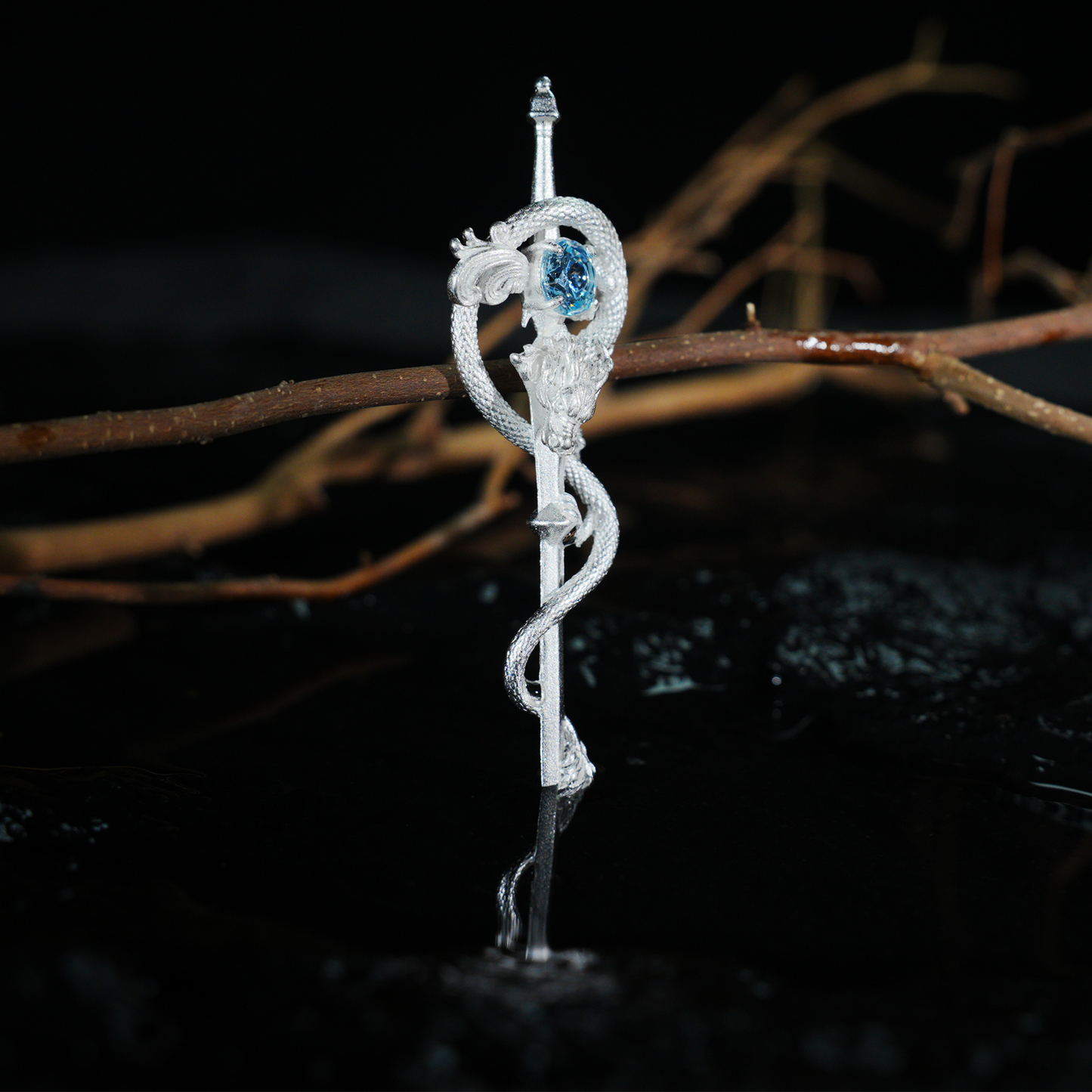Drachenschwert-Stab-Anhänger | Fantasy-Magie-Halskette | Schmuck im gotischen Mittelalter-Stil für Cosplay und Geschenke