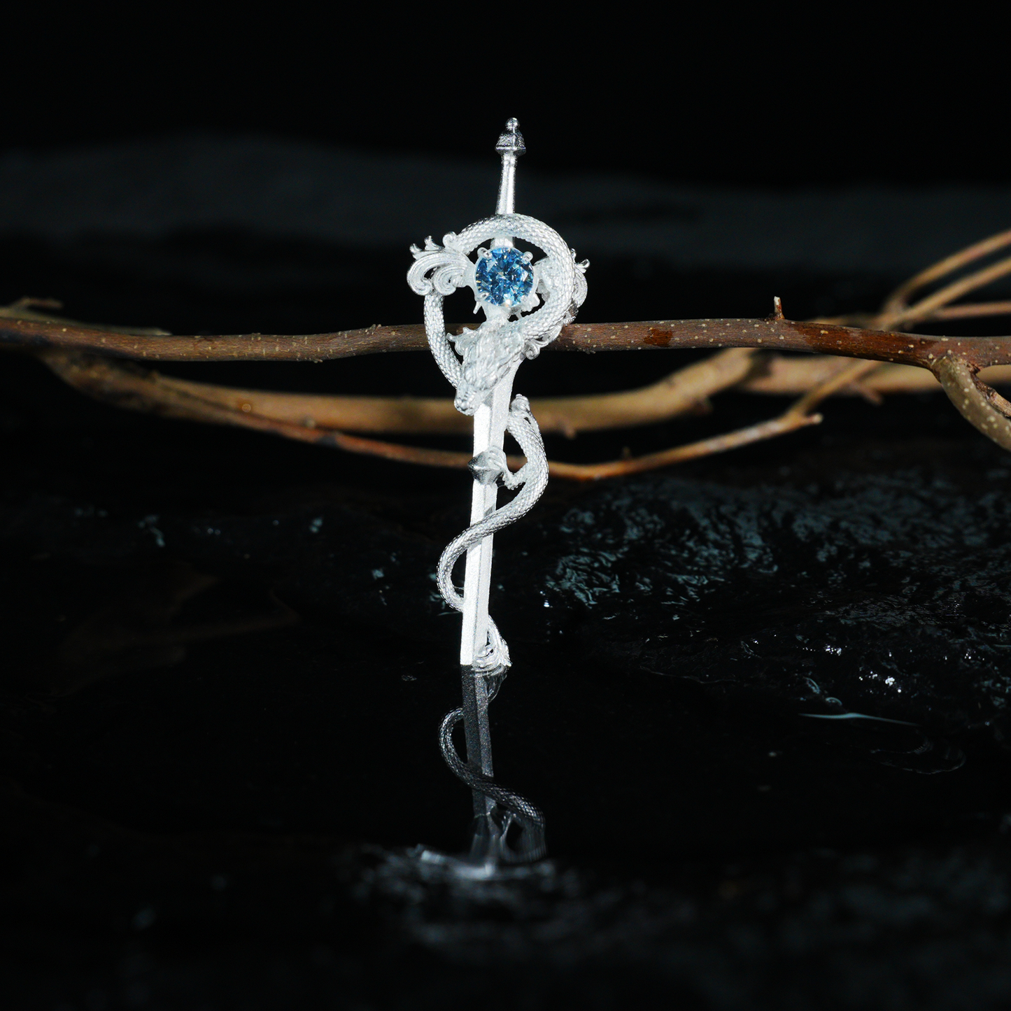 Drachenschwert-Stab-Anhänger | Fantasy-Magie-Halskette | Schmuck im gotischen Mittelalter-Stil für Cosplay und Geschenke