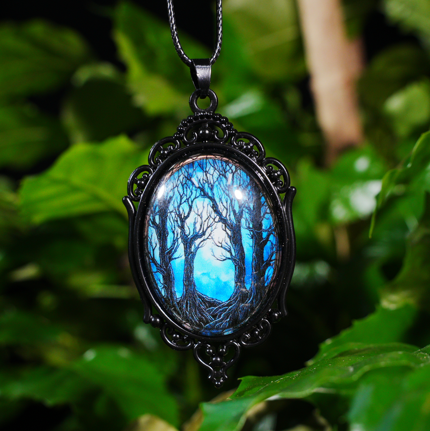 Mystic Forest Gate Pendant Necklace | Gothic Dark Art Pendant | Handmade Fantasy Statement Jewelry