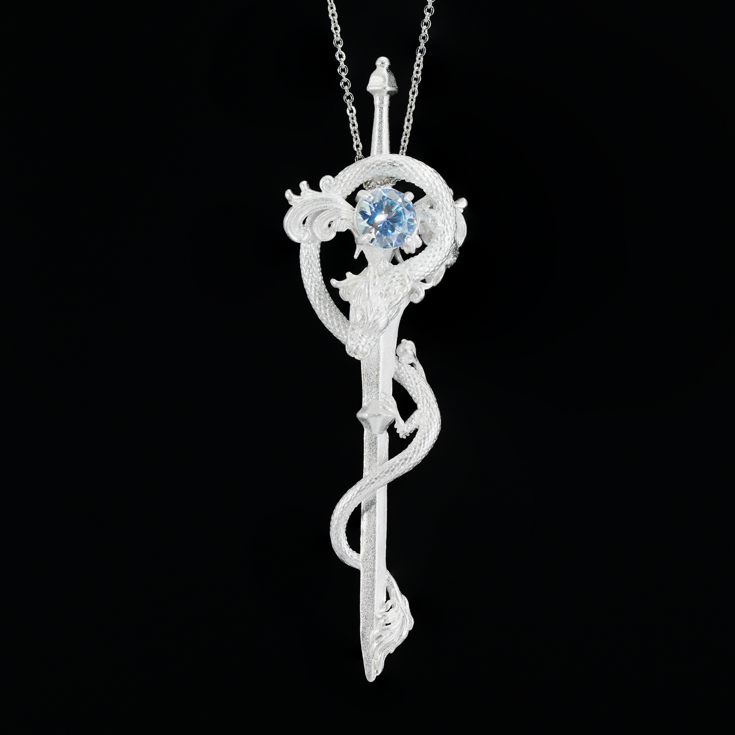Drachenschwert-Stab-Anhänger | Fantasy-Magie-Halskette | Schmuck im gotischen Mittelalter-Stil für Cosplay und Geschenke