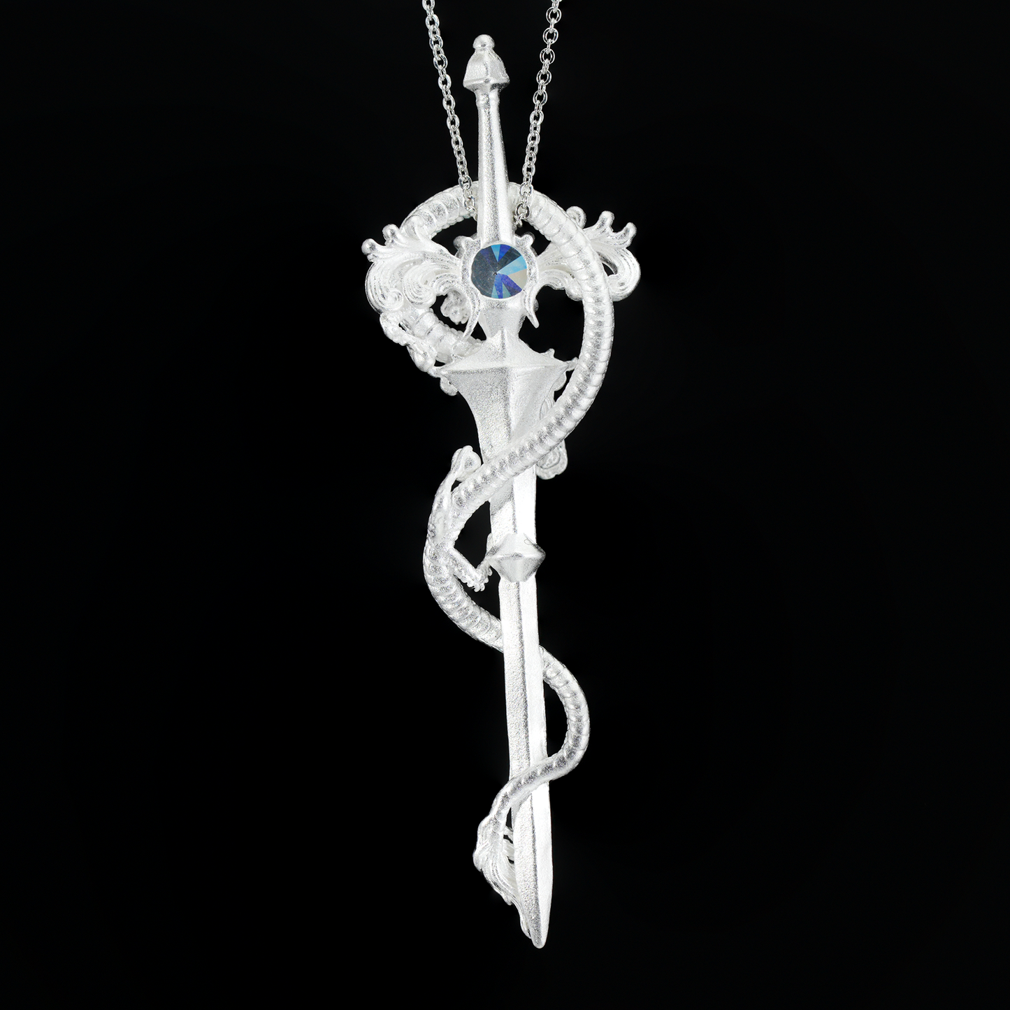 Drachenschwert-Stab-Anhänger | Fantasy-Magie-Halskette | Schmuck im gotischen Mittelalter-Stil für Cosplay und Geschenke