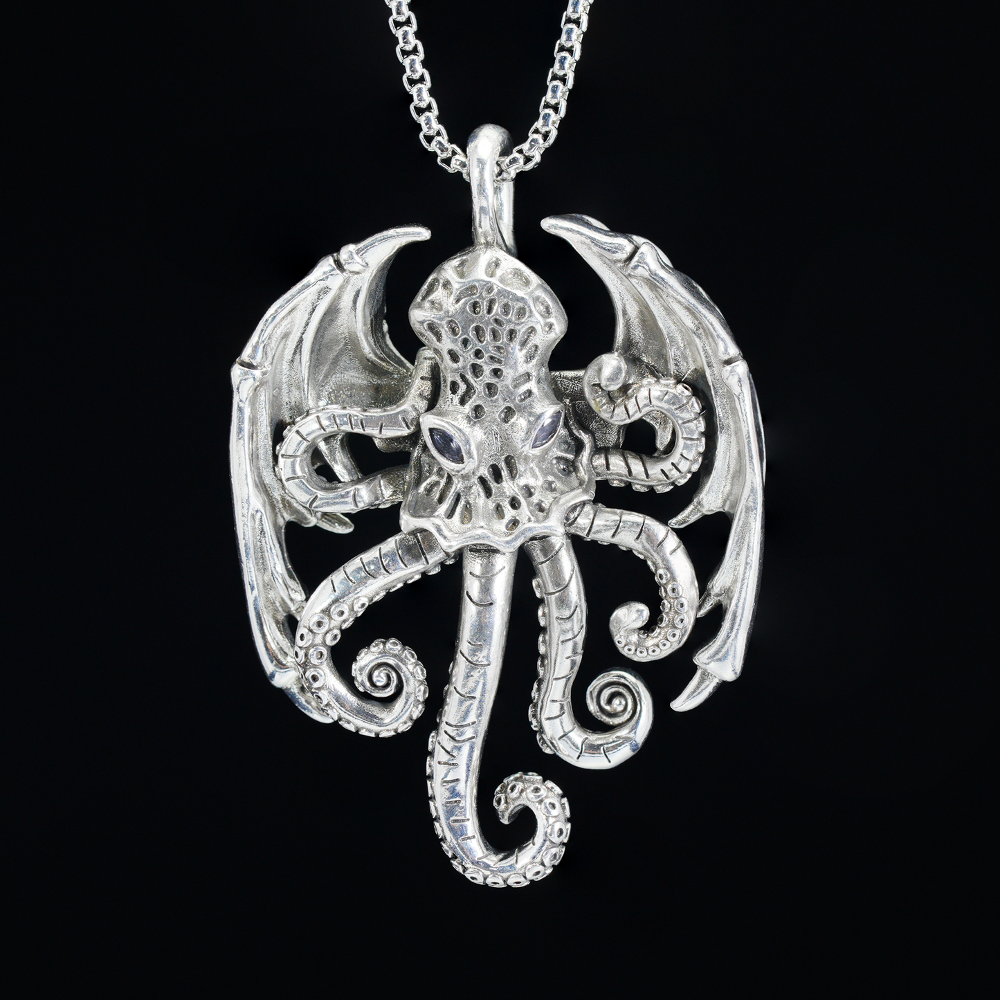 Cthulhu Tentakel Anhänger Halskette | Gotisches geflügeltes Oktopus-Amulett | Dark Fantasy Schmuck