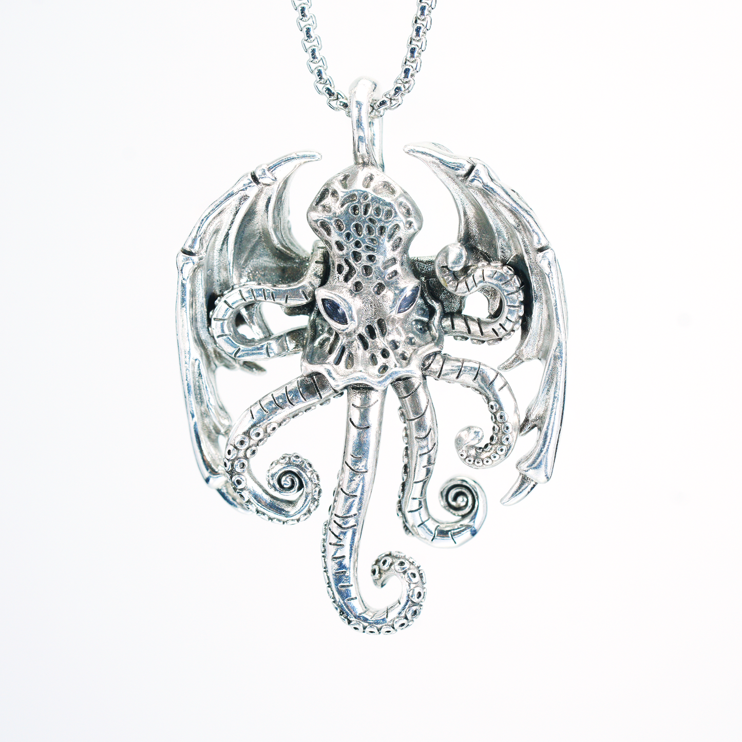 Cthulhu Tentakel Anhänger Halskette | Gotisches geflügeltes Oktopus-Amulett | Dark Fantasy Schmuck