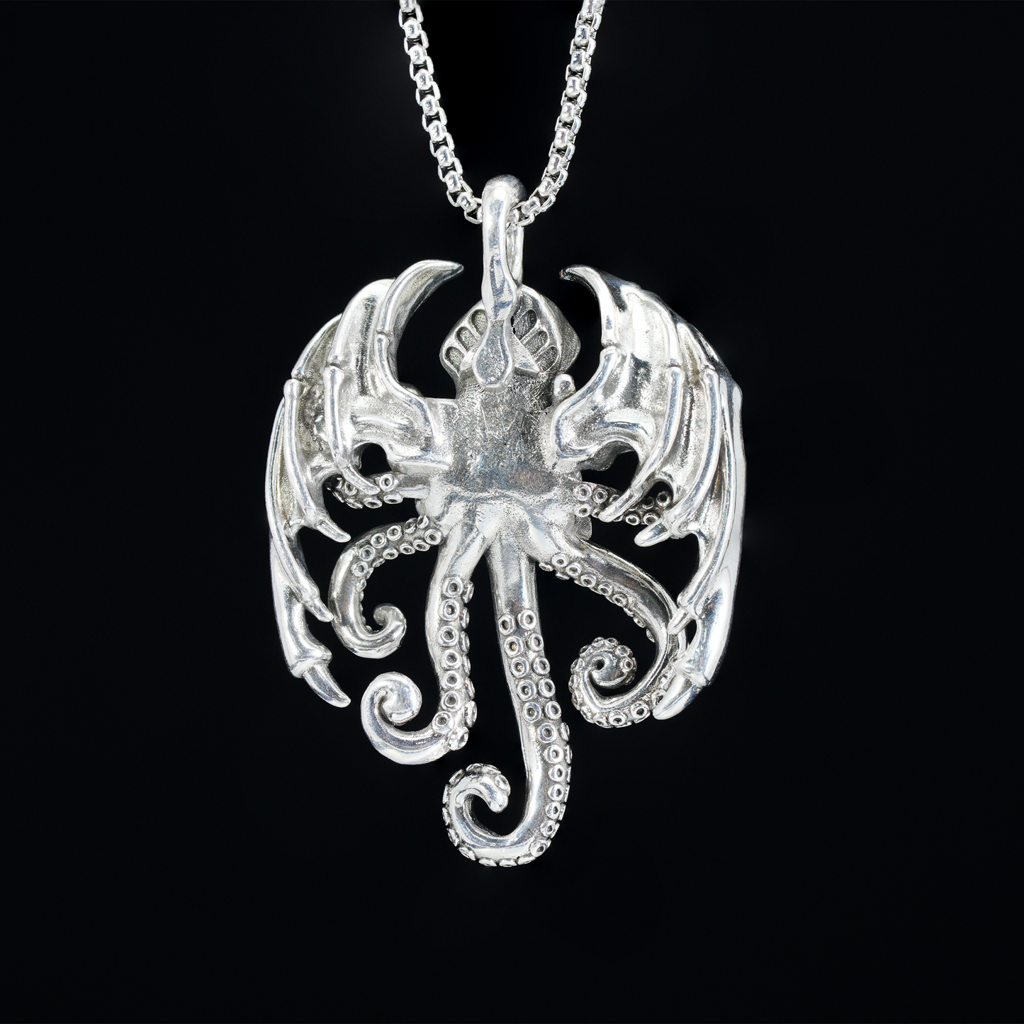 Cthulhu Tentakel Anhänger Halskette | Gotisches geflügeltes Oktopus-Amulett | Dark Fantasy Schmuck