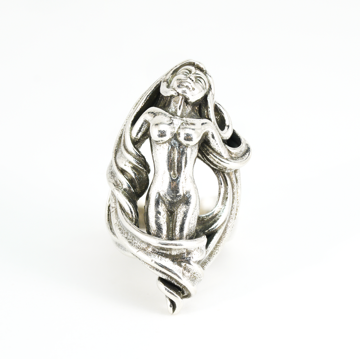 Göttinnen-Skulptur-Ring | Künstlerisches spirituelles Amulett | Symbol des weiblichen Erwachens | Schmuck im Gothic-Stil