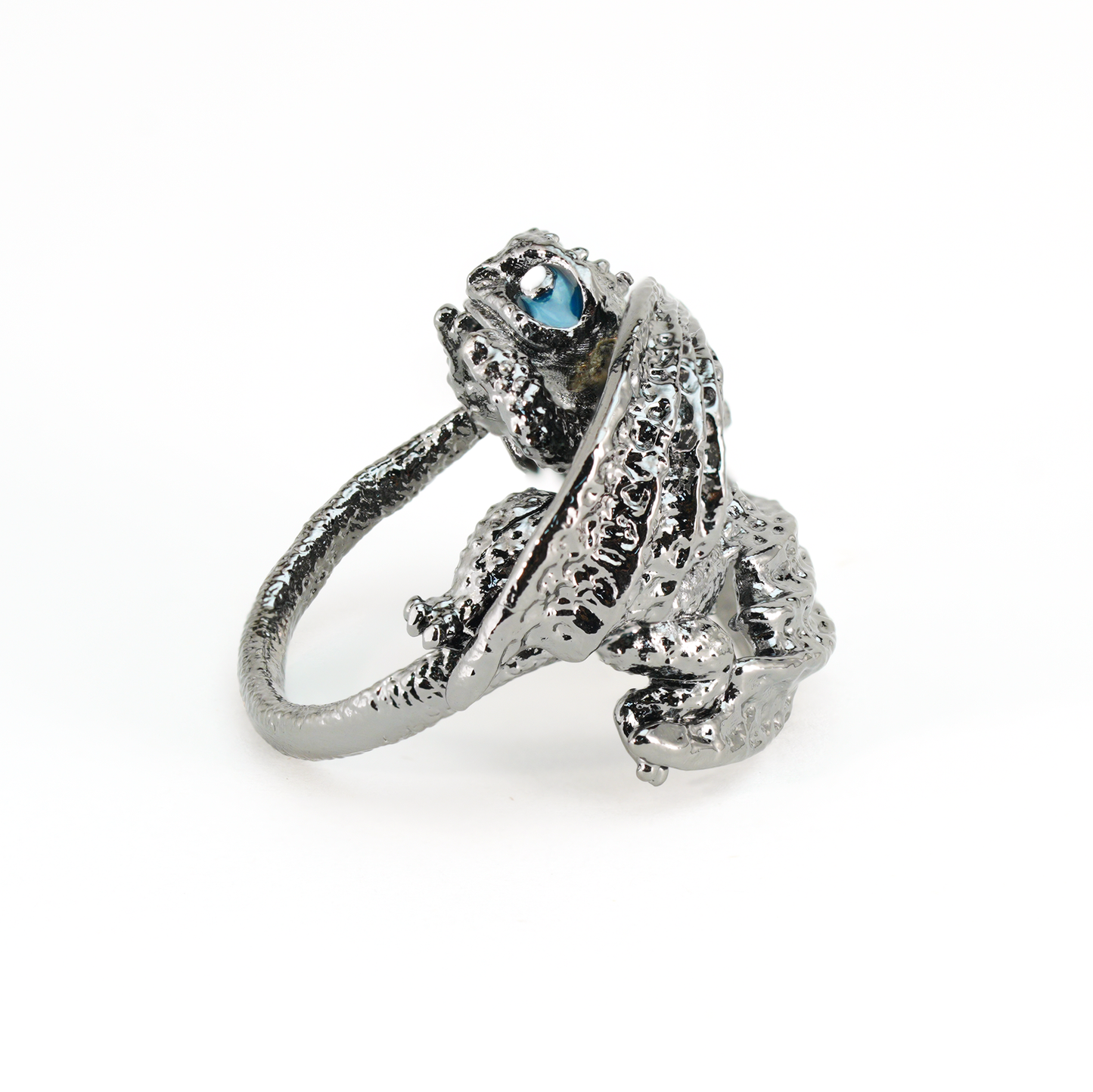 Fantasy Dragon Ring | Night Blue Eye Accent | Trendy Statement Jewelry | Protective Totem Gift for Couples