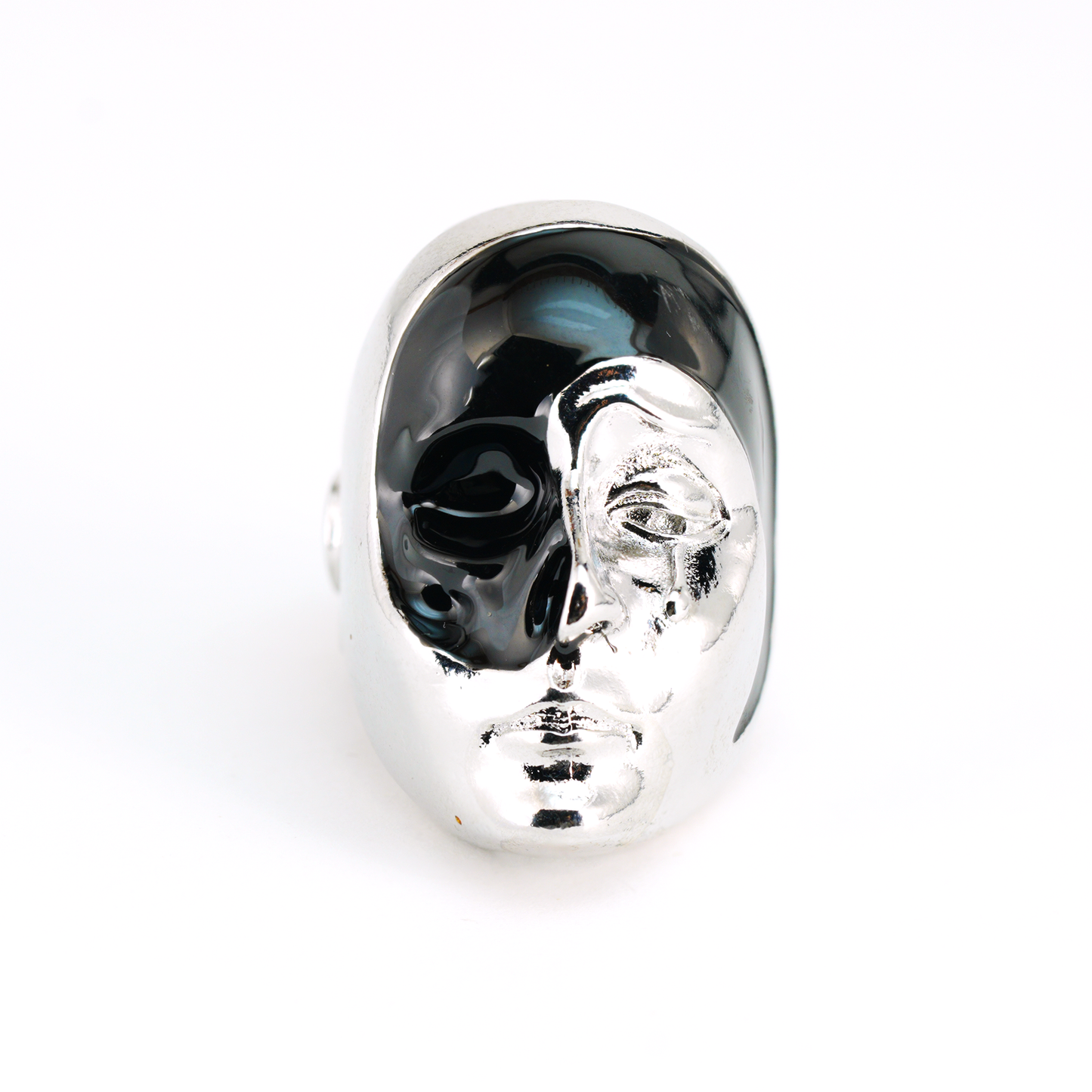 Half Mask Drama Ring | Emotional Face Sculpture Jewelry | Gothic Statement Ring