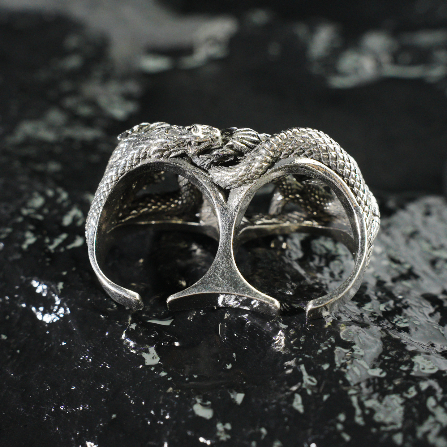 Mythic Hydra Dragon Ring, Gothic Statement Ring for Men, Heavyweight Carved Ring, Multi-Dragon Totem Jewelry