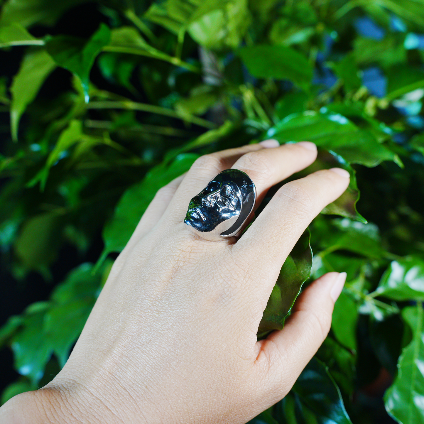 Half Mask Drama Ring | Emotional Face Sculpture Jewelry | Gothic Statement Ring