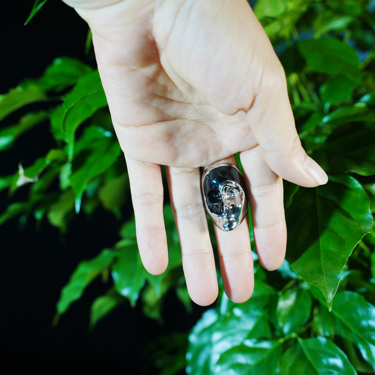Half Mask Drama Ring | Emotional Face Sculpture Jewelry | Gothic Statement Ring