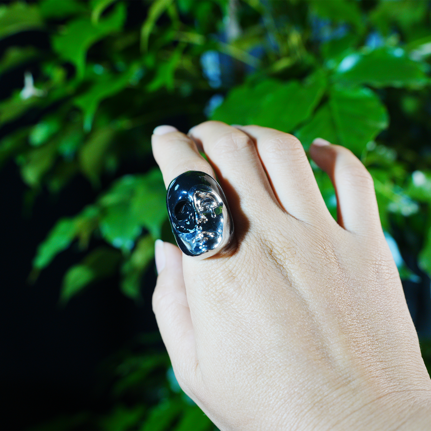 Half Mask Drama Ring | Emotional Face Sculpture Jewelry | Gothic Statement Ring