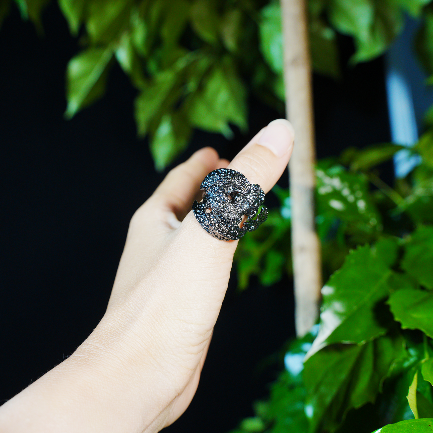 Fantasy Dragon Ring | Night Blue Eye Accent | Trendy Statement Jewelry | Protective Totem Gift for Couples