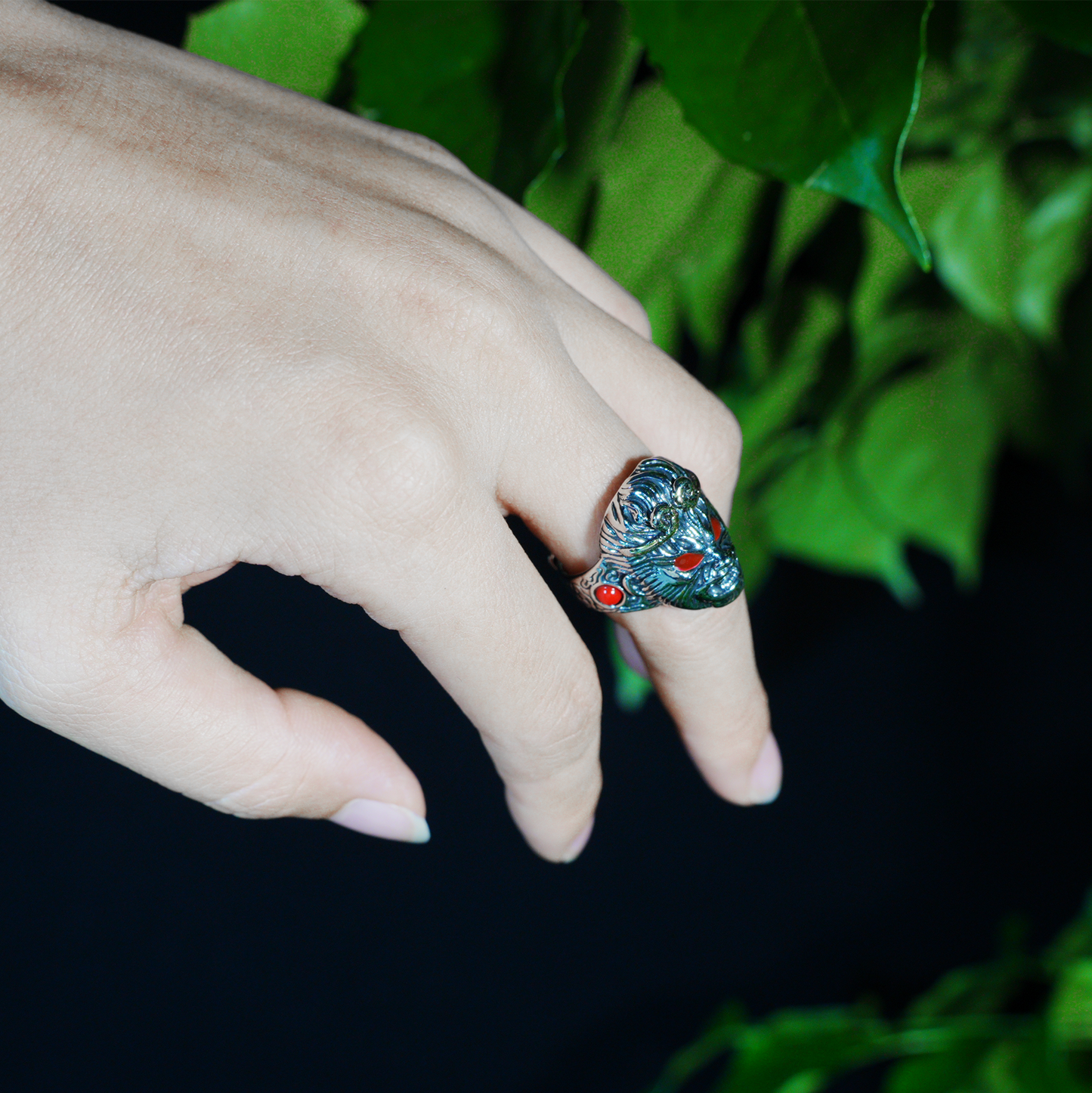 Mythic Monkey King Ring | Sculpted Warrior Totem Design | Red Stone Eye Accent | Eastern Spirit Amulet | Cosplay Gift Pick