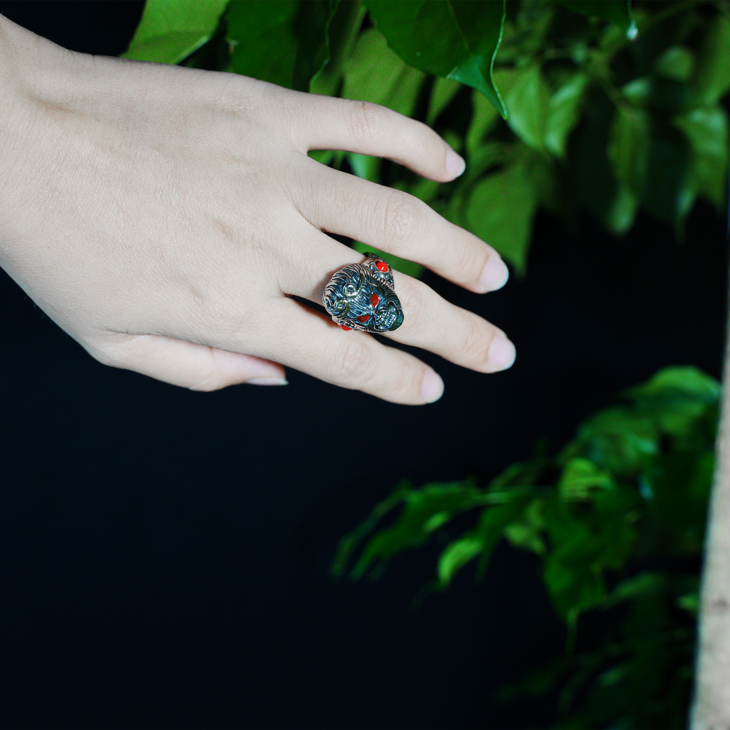 Mythic Monkey King Ring | Sculpted Warrior Totem Design | Red Stone Eye Accent | Eastern Spirit Amulet | Cosplay Gift Pick