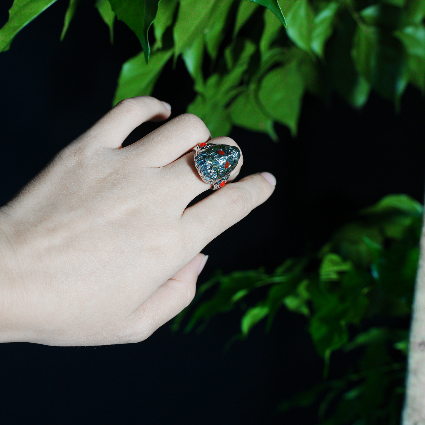 Mythic Monkey King Ring | Sculpted Warrior Totem Design | Red Stone Eye Accent | Eastern Spirit Amulet | Cosplay Gift Pick