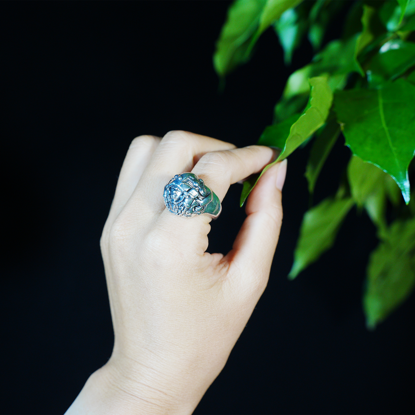 Cyber Warrior Helmet Ring, Mech Head Armor Ring for Men, Cyberpunk Sci-Fi Jewelry