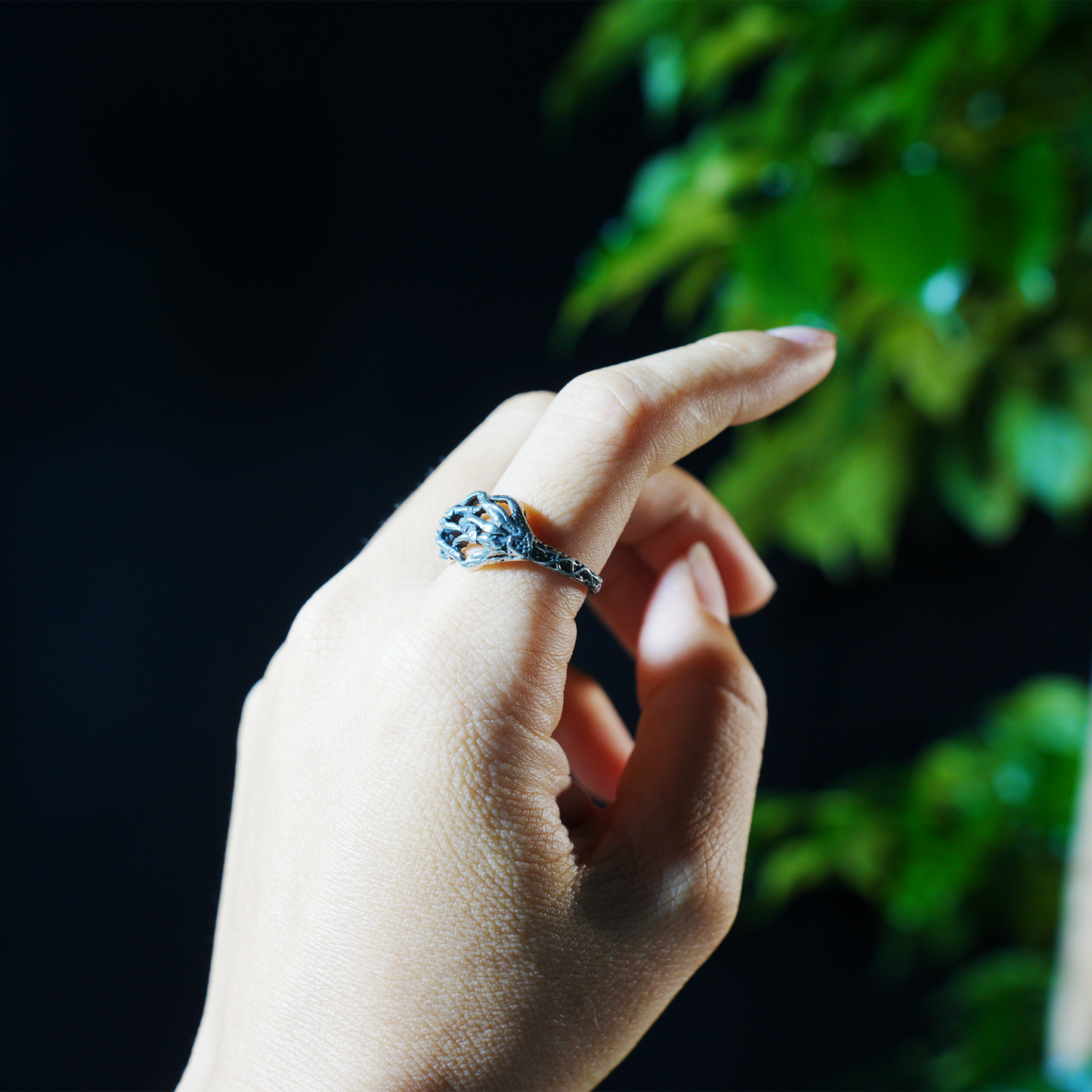 Skeleton Hands Ring, Gothic Horror Style, Statement Adjustable Jewelry for Alternative Fashion Lovers