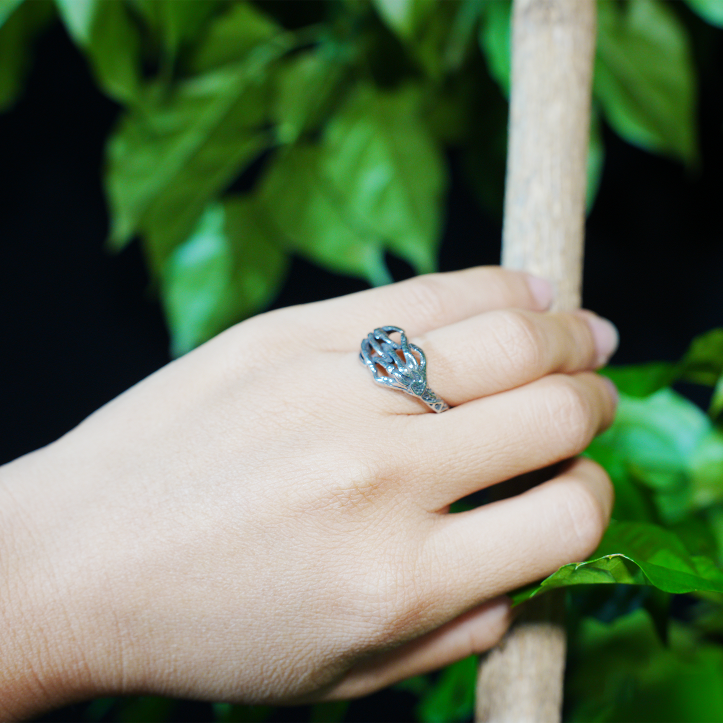 Skeleton Hands Ring, Gothic Horror Style, Statement Adjustable Jewelry for Alternative Fashion Lovers
