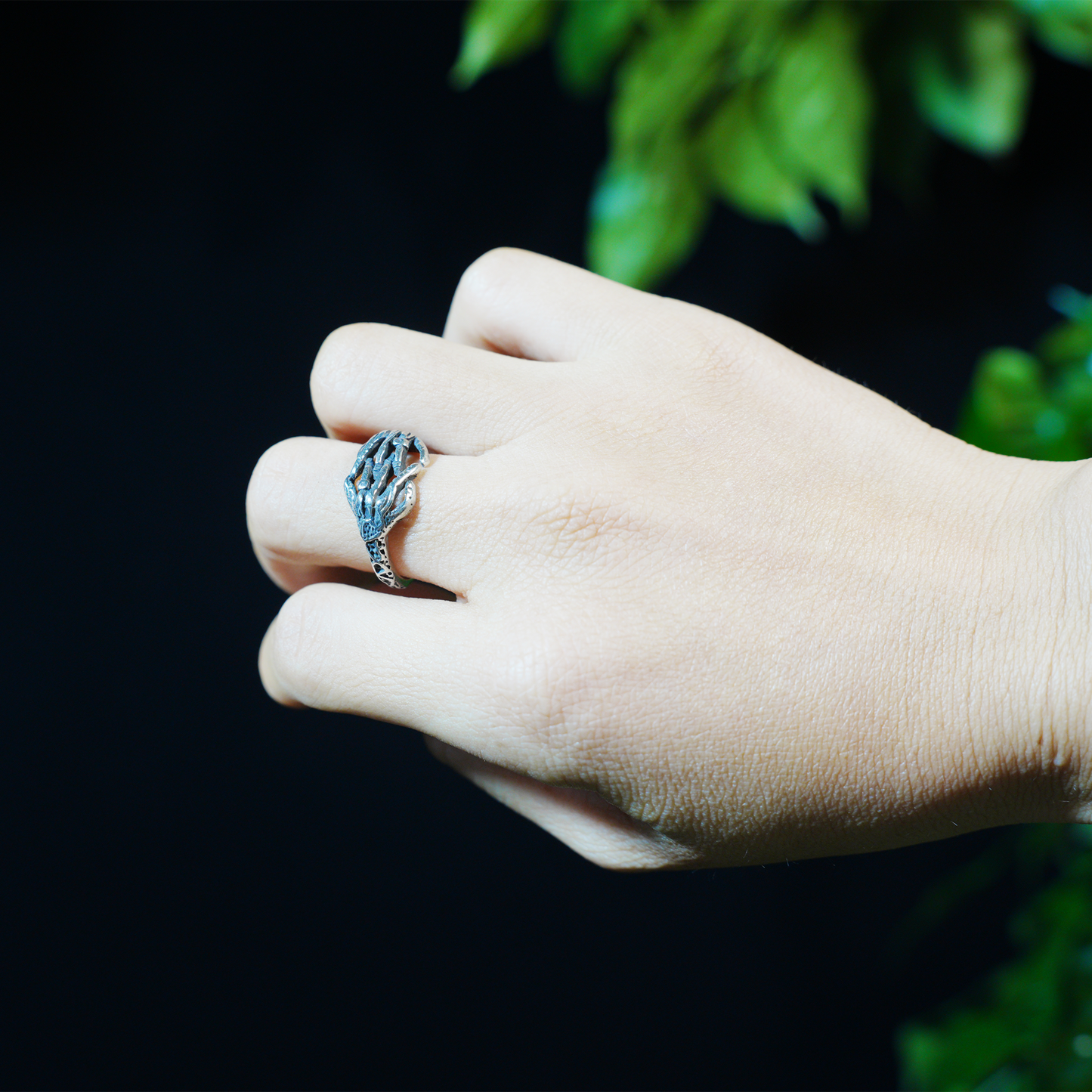 Skeleton Hands Ring, Gothic Horror Style, Statement Adjustable Jewelry for Alternative Fashion Lovers