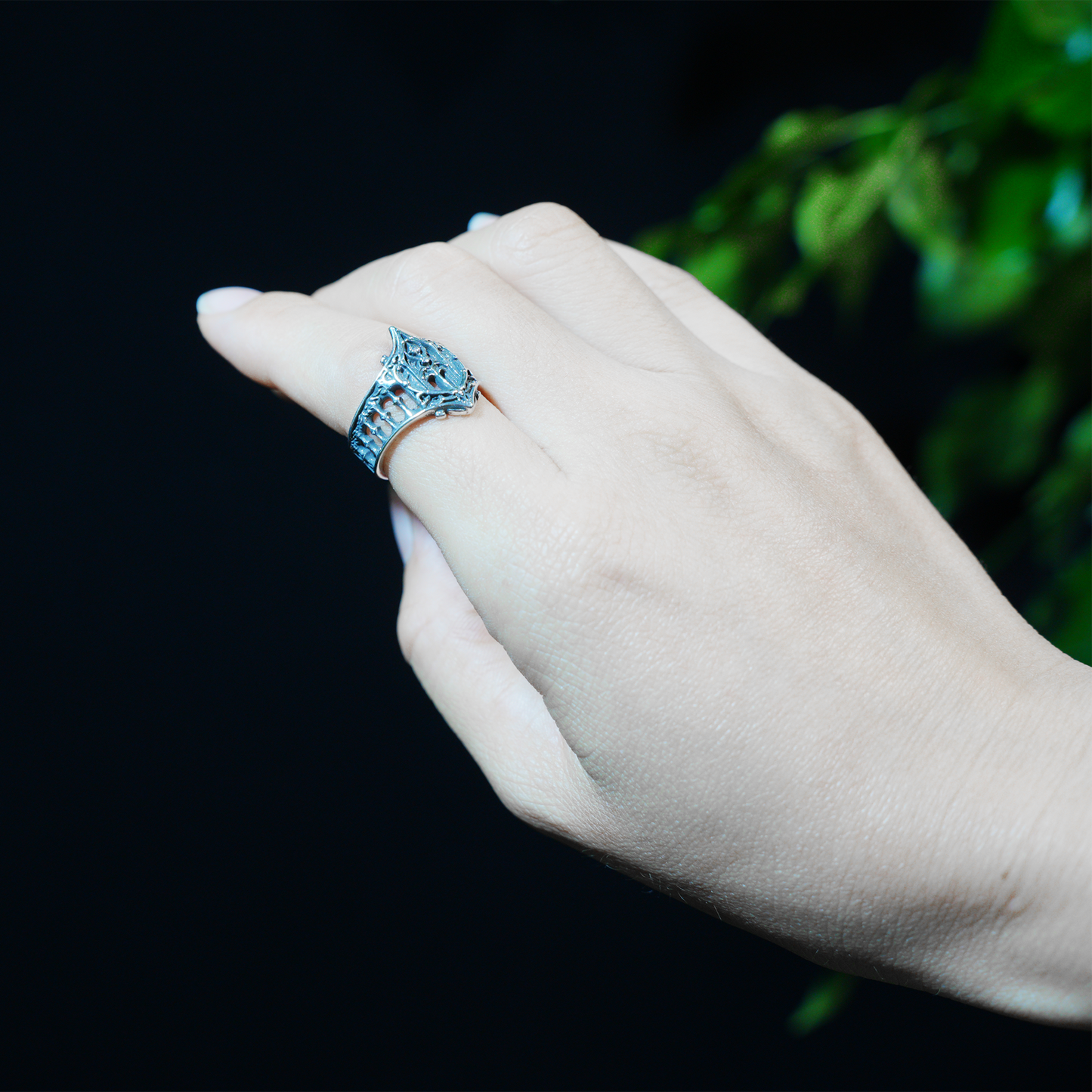 Gothic Cathedral Ring | Vintage Gothic Architecture Ring | Arched Church Design | Handmade Dark Style Jewelry
