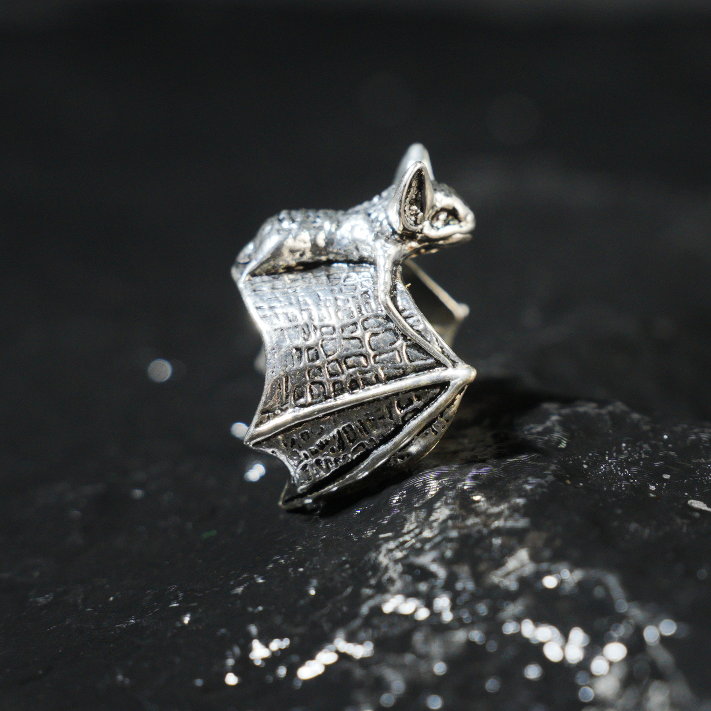 gothic bat ring, symbolic protection accessory, handcrafted statement ring for night spirits