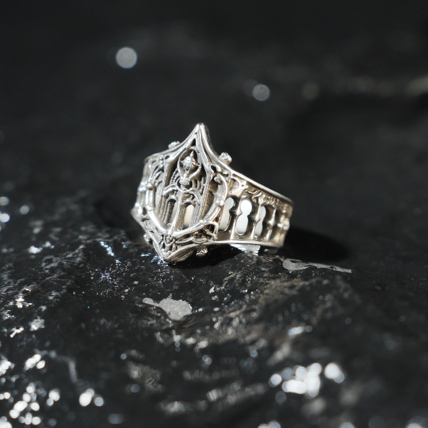 Gothic Cathedral Ring | Vintage Gothic Architecture Ring | Arched Church Design | Handmade Dark Style Jewelry