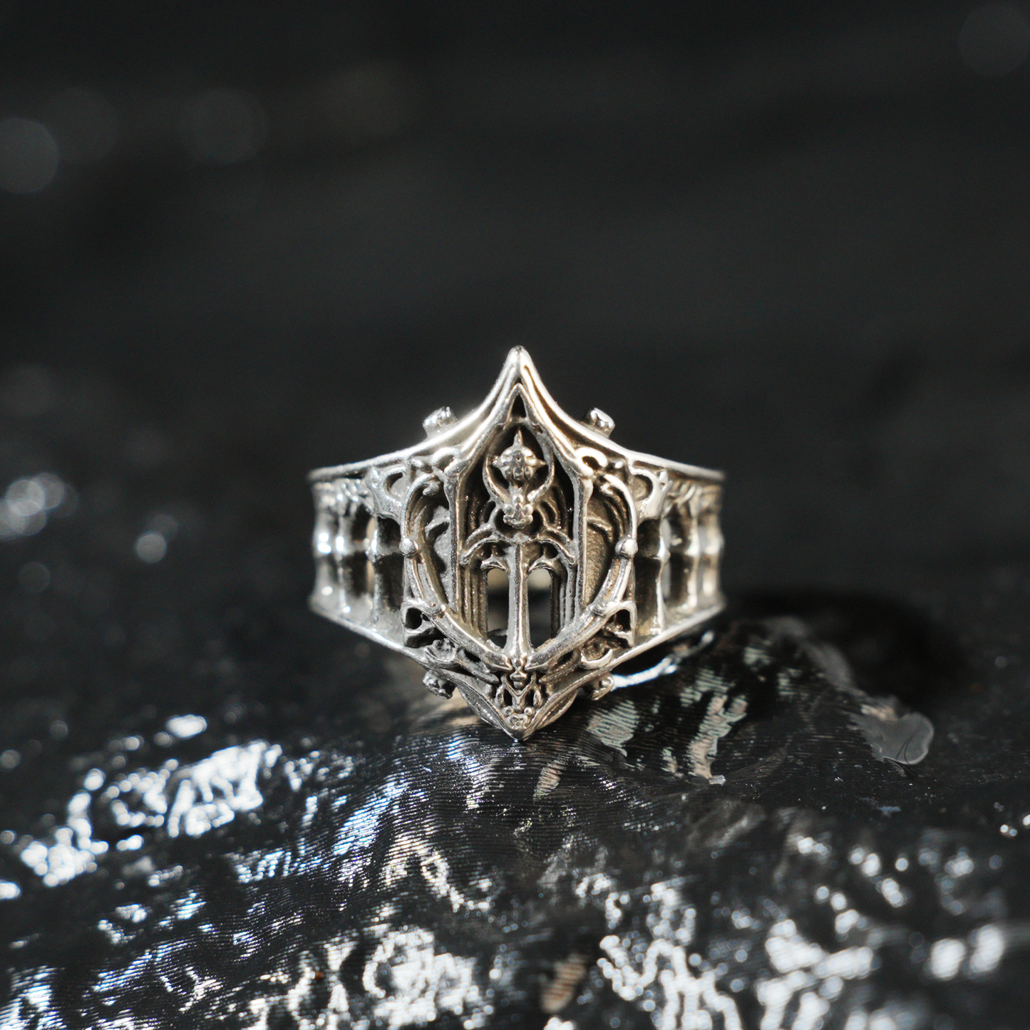Gothic Cathedral Ring | Vintage Gothic Architecture Ring | Arched Church Design | Handmade Dark Style Jewelry