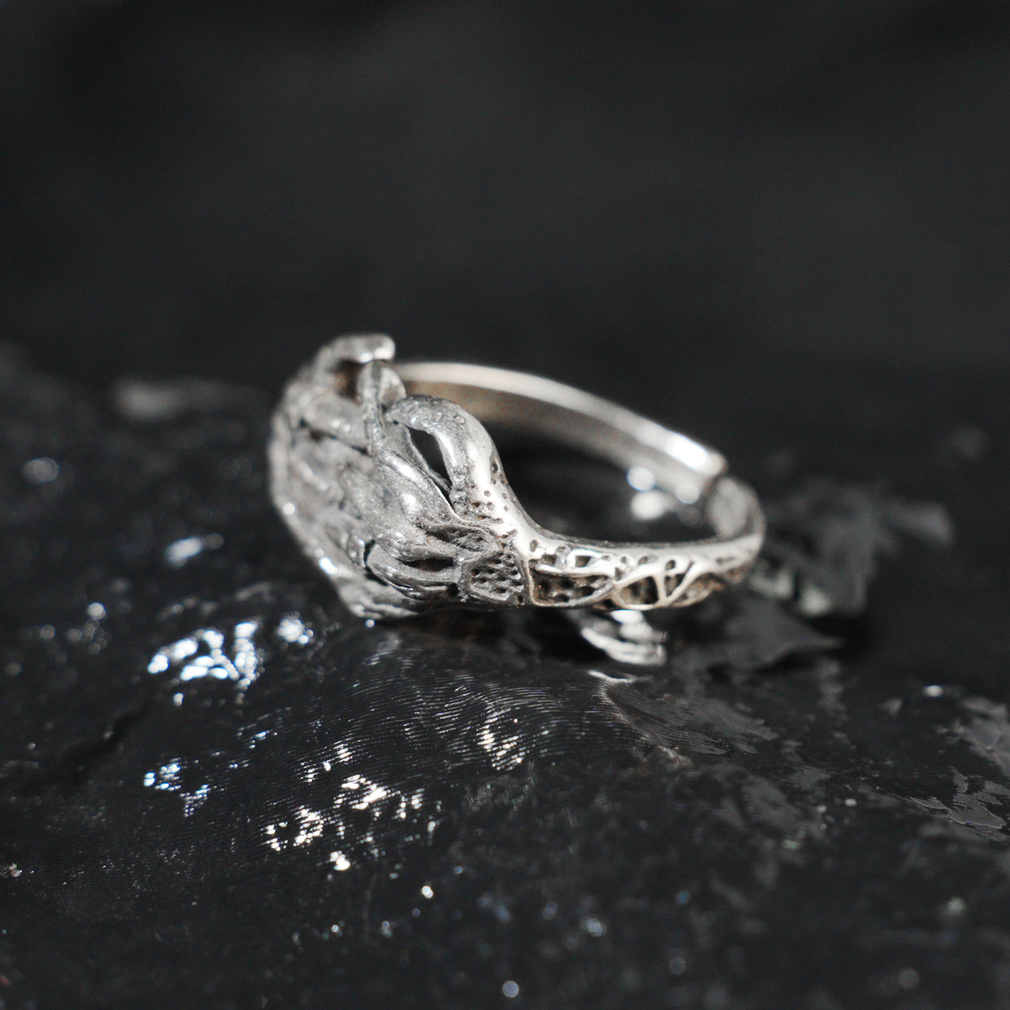 Skeleton Hands Ring, Gothic Horror Style, Statement Adjustable Jewelry for Alternative Fashion Lovers