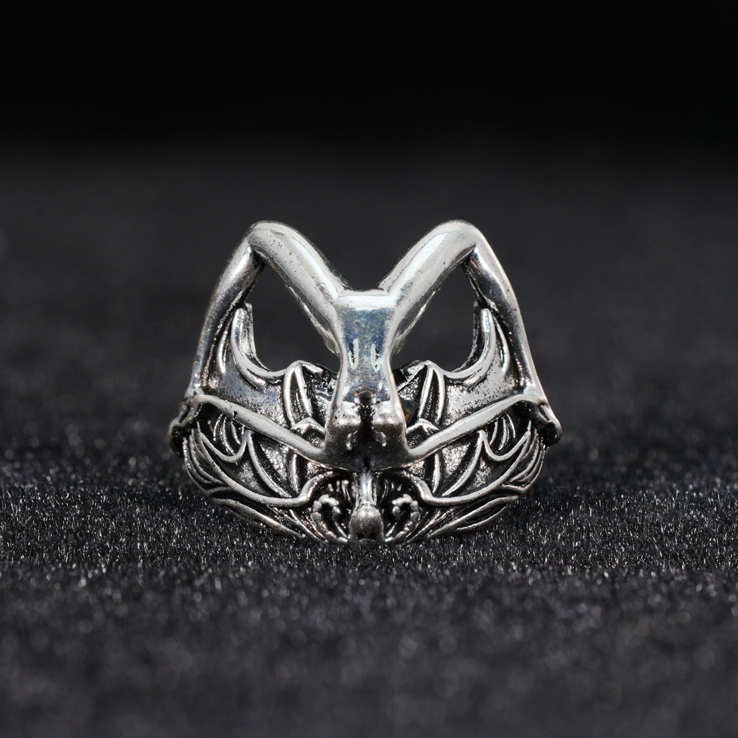 Gothic Bat Wing Goddess Ring,Dark Fantasy Art Jewelry,Spiritual Amulet Design for Gothic Fashion