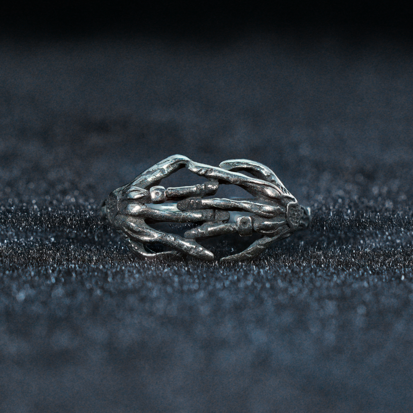 Skeleton Hands Ring, Gothic Horror Style, Statement Adjustable Jewelry for Alternative Fashion Lovers